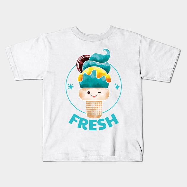 Fresh japanese kawaii ice cream Kids T-Shirt by InkyArt